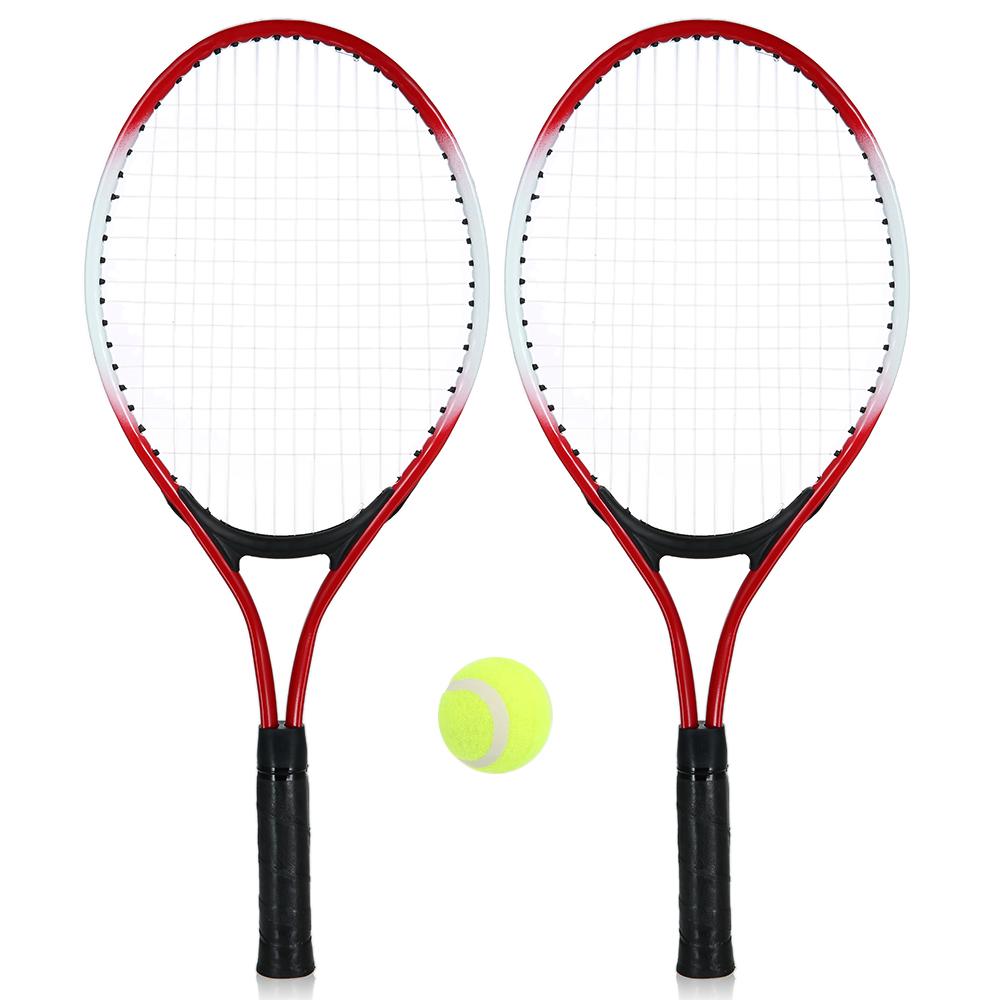Uds.-Cuerda de raqueta de tenis para niños, raqueta de tenis con 1 pelota de tenis y bolsa de cubierta, para deportes al aire libre: Rojo