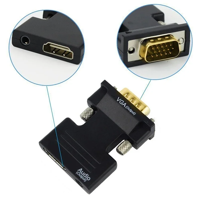 Originele 3.5mm Audio Kabel Adapter HDMI Female naar VGA Male Converter 1080P FHD Video-uitgang voor PC Laptop TV monitor Projector