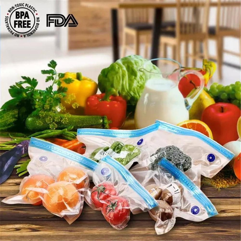20Pcs/Set Food Vacuum Seal Bag High Temperature Resistance Reusable Hand-pump Food Container Pouch With Zippered Keep Food Fresh