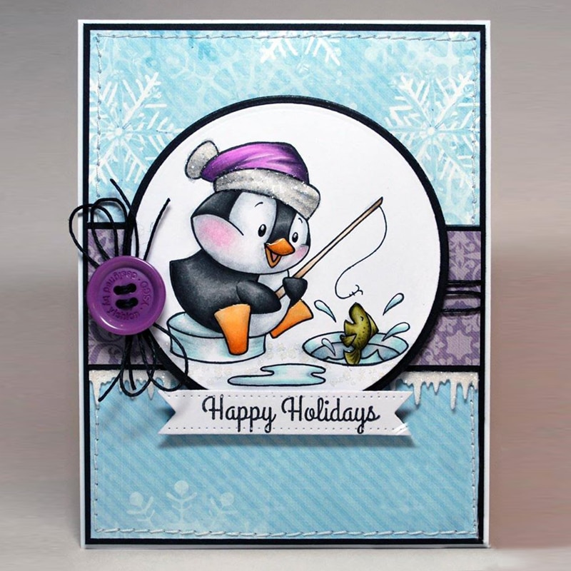 Christmas Penguin Clear Rubber Stamps - Xmas Theme Winter Scrapbooking Stamps With Sentiments