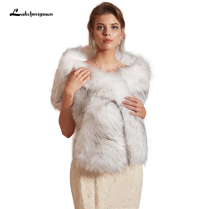 Elegante Avond Bolero Vrouwen Faux Fur Trouwjurk Cape Wrap Shawl Chic Bridal Party Jas Bont Stola Jassen: 8106
