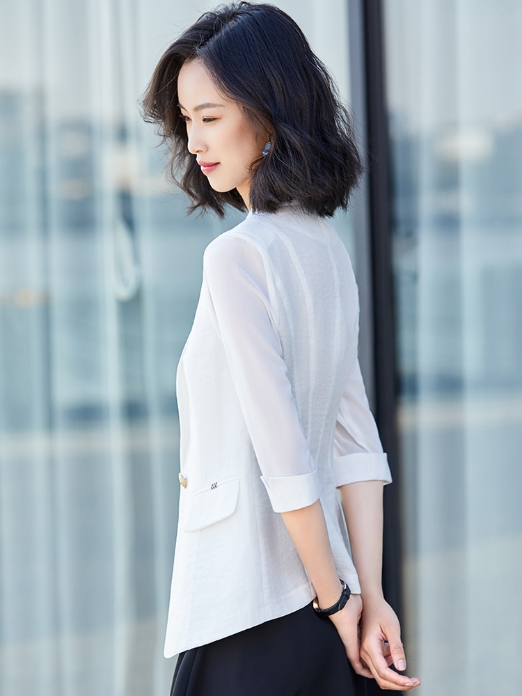 Summer Business Interview Suits Women Work Office Ladies Half Sleeve Casual Blazer And Coat
