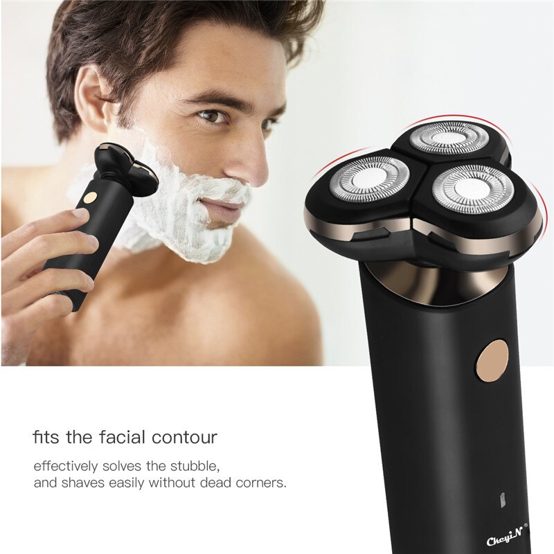 Rasoir électrique 4D pour hommes, 3 lames, lavable, tondeuse pour le nez, les cheveux, brosse de nettoyage du visage, Rechargeable par USB
