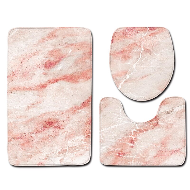 3Pcs Badkamer Tapijt Badmat Set Marmer Gedrukt Floor Mat Flanel Wc Tapijten Antislip Keuken Badkamer Tapijt wc Mat Tapete: Style 7 / S  45x75cm