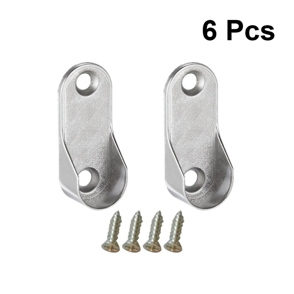 6 stk ovale skapstangendestøtter møbler hardware tilbehør garderobe rør støttebrakett kleshengestangholder  (2 stk