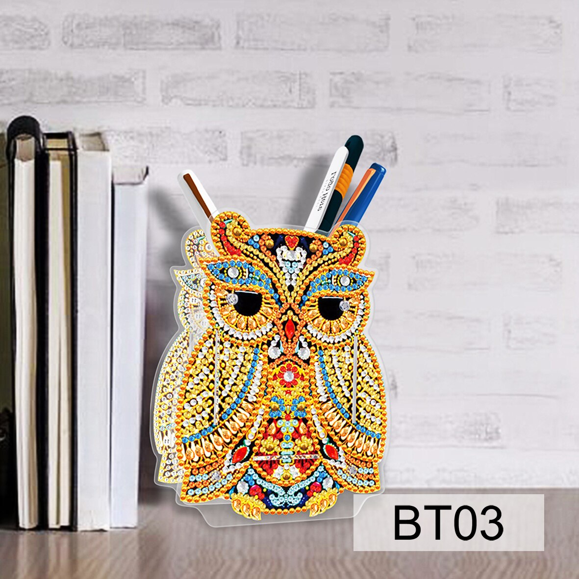 Portalápices con bordado de diamantes para manualidades, adornos de mosaico con forma especial de doble cara, pintura de diamantes, decoración de escritorio de oficina, artesanales: 03