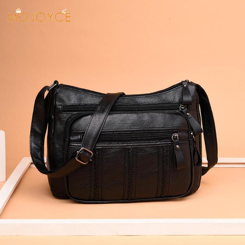 Sac à bandoulière femme décontracté sauvage noir sac à bandoulière femmes sacs femmes en cuir couleur Pure multi-poche sac à main à bandoulière