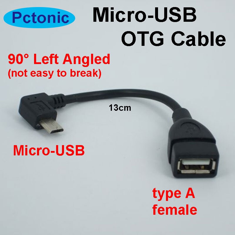 Codo pctónico pequeño de 10cm, micro-Cable USB OTG, curvado USB tipo A hembra A micro USB macho, conector en ángulo recto de 90 grados torcido