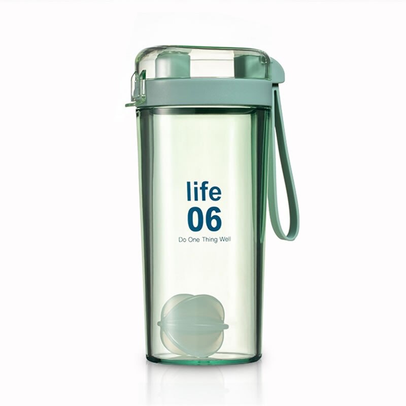 400ml rørende vannflaske plast lekkasjesikker kaffe melk te drikke vannkoker bærbar sport reise protein shaker drinkware: Grønn