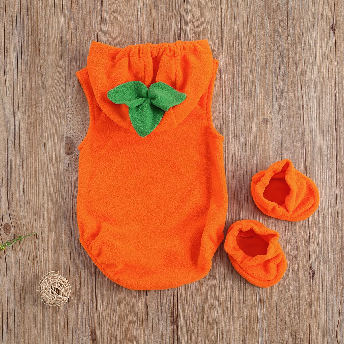 Halloween Baby Girls Boys Cosplay Bodysuits Shoes Pumpkin Shape Sleeveless Hooded One-piece Jumpsuits 3-24 Months