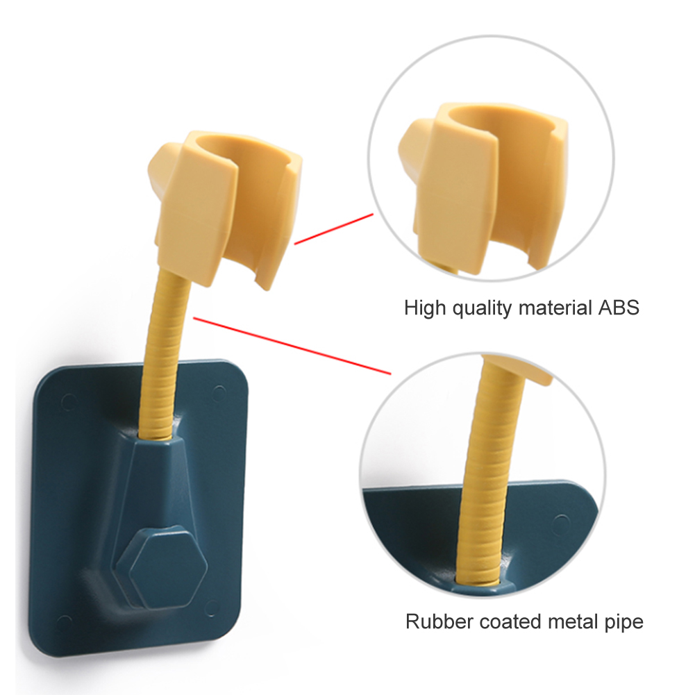 360° Shower Head Holder Adjustable Self-Adhesive Showerhead Bracket Wall Mount With 2 Hooks Stand SPA Bathroom Universal ABS 1pc