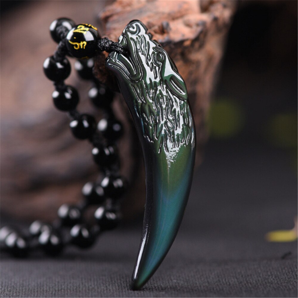 Obsidian Naturstein Perlen Halskette Mit Silberperle