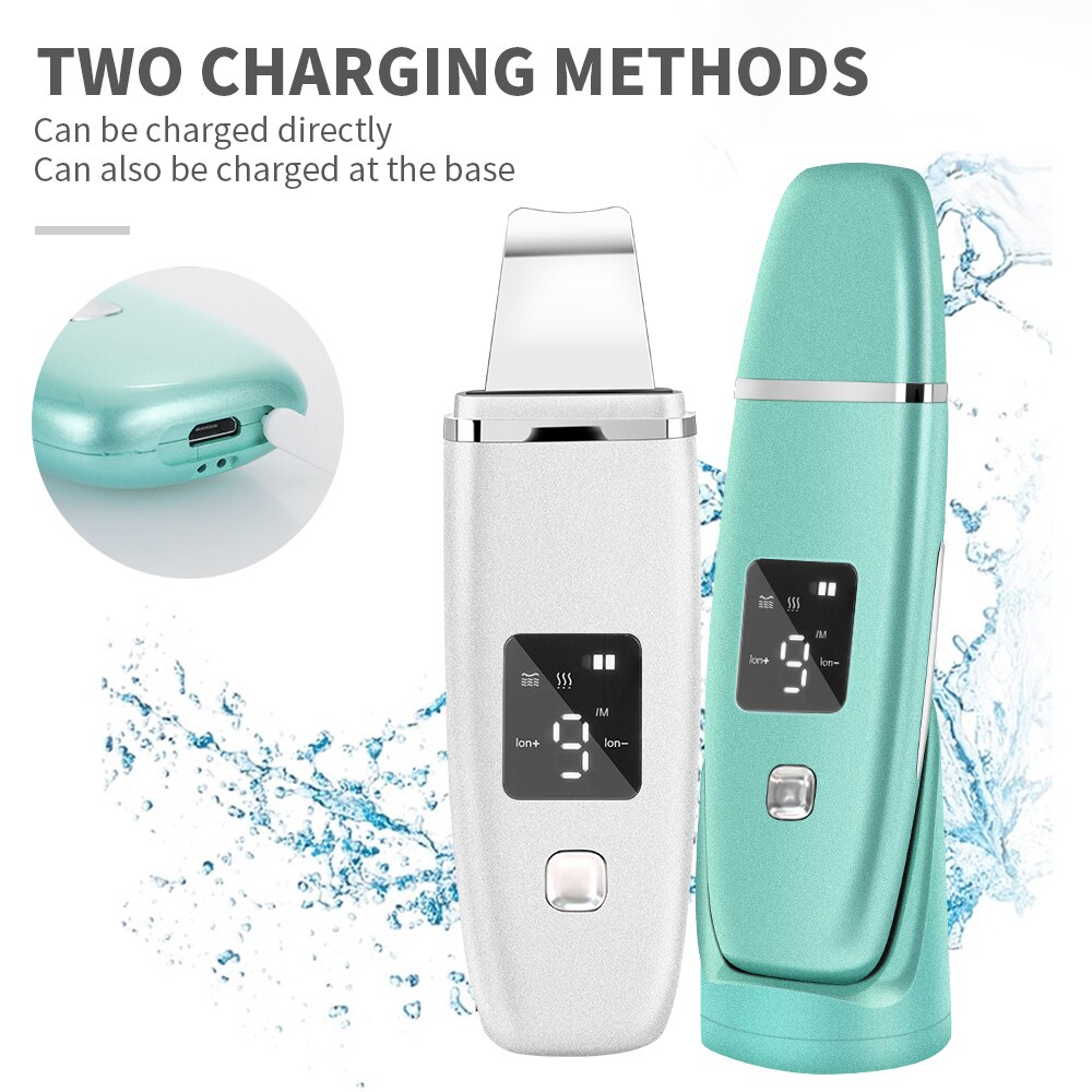 Lcd ultrasone huidreiniger en usb gezichtsstomer luchtbevochtiger diepe facelift reinigingsmachine peeling schep gezicht poriën reinigen
