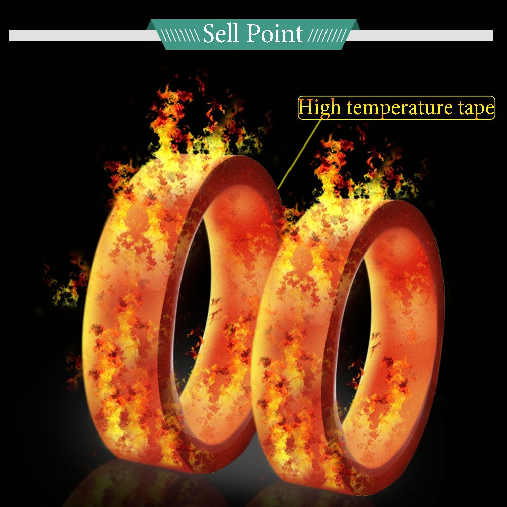 5 Roll for Kapton Tape 3D Printing Golden Finger BGA High Temperature Heat Resistant Tapes Support Temperature 260℃~300℃ 25mm