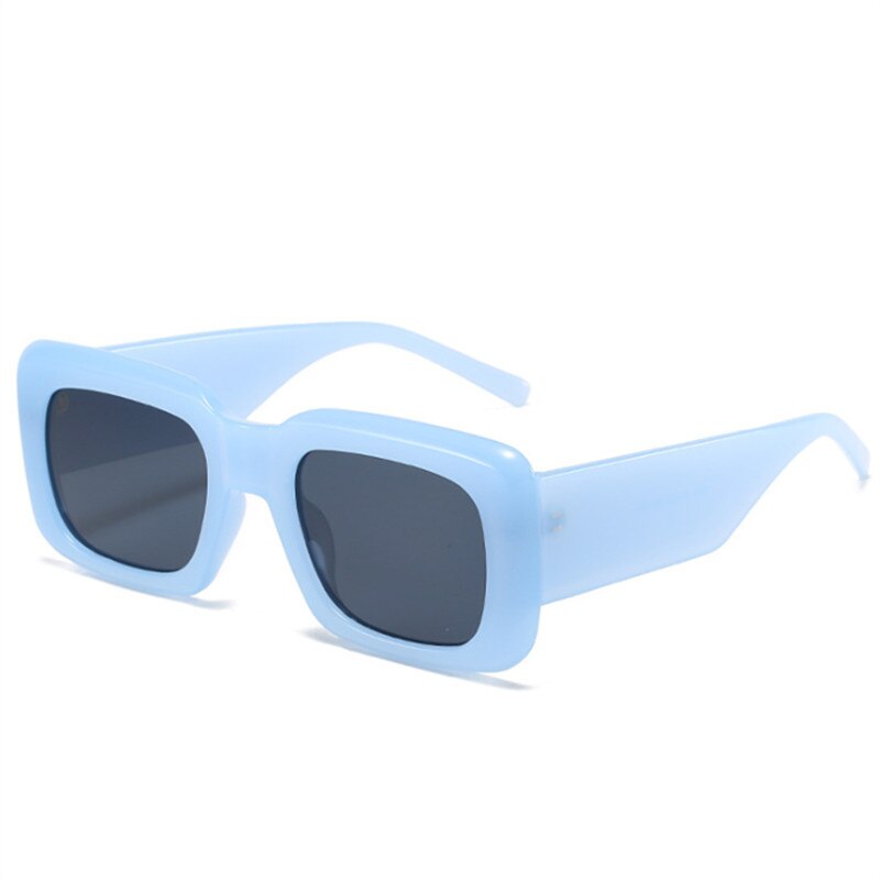 Vintage vierkante zonnebril dames heren brede poten blauwe gele zonnebril dames retro zwarte tinten spiegel  uv400 brillen: Blauw