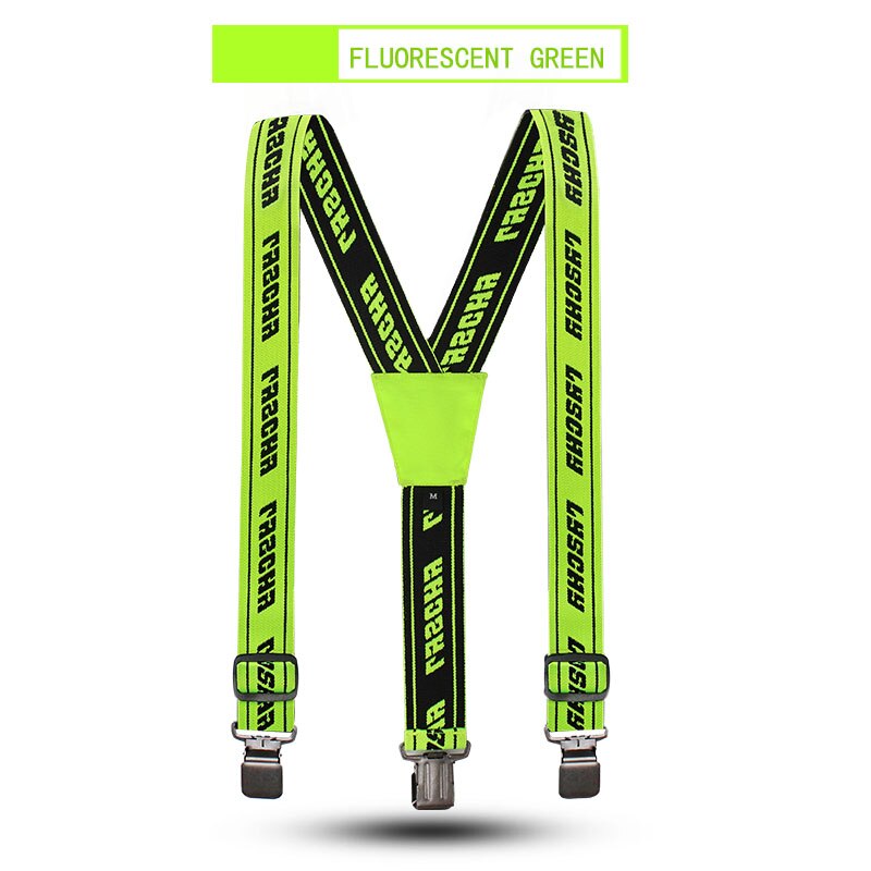 LYSCHY Highly Elastic Motorcycle Pants Suspender Adjustable Motocross Pants Suspenders Motorcycle Equipment With Suspenders: Fluorescent green / L(170cm-185cm)