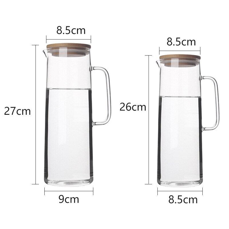 Szklany pojemnik na wodę butelka na wodę zimną rączką czajnik wodny przezroczysty żaroodporny sok czajniczek dzbanek na wodę czajnik 1,2l 1,5l