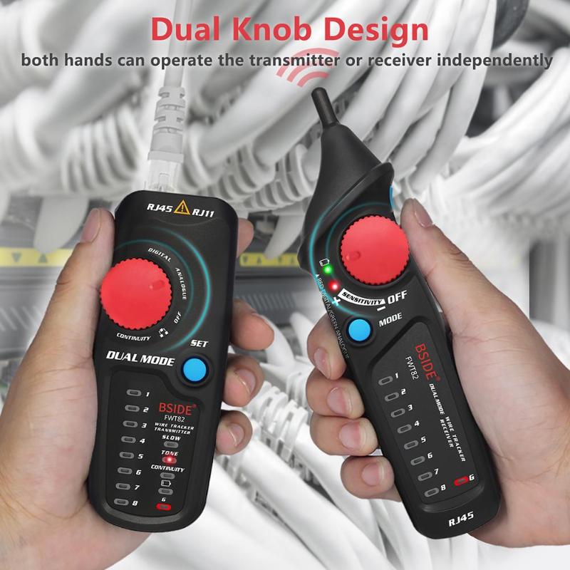 Fwt 82 dual mode nettverkskabel tracker ethernet lan line tracker analysator detektor wire toner  rj45 rj11 line finder