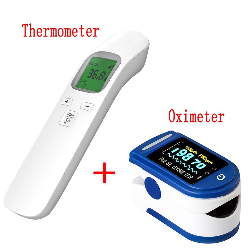 Digitale Vingertop Pulsoxymeter &amp; Non-Contact Thermometer Baby Volwassenen Outdoor Home Digitale Infrarood Koorts Oor Thermometer