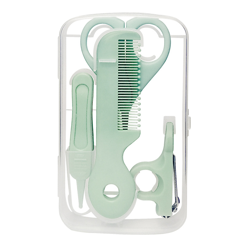 Pasgeboren Baby Nail Care Tools Care Accessoires Kam Nagelknipper Schaar Care Kit Baby Producten Kit De Cuidado Para Bebe: green