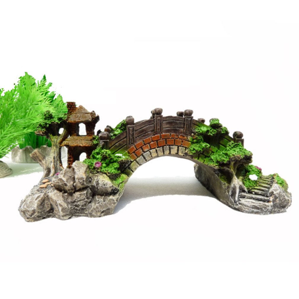 Antikt akvarium landskabspleje dekorativ bro akvarie tilbehør harpiks bro skildpadde klatreplatform vintage buebro