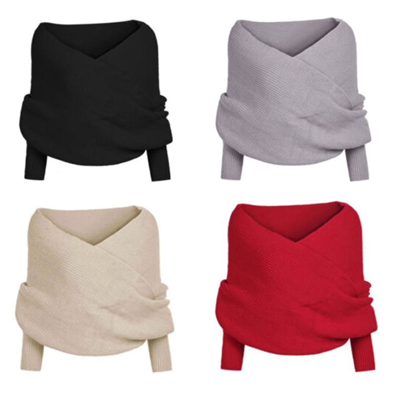 Chal Con Mangas De Punto Para Mujer Y Hombre - 220x45 Cm, Acrílico Y Lana, Abrigo Cálido Invierno