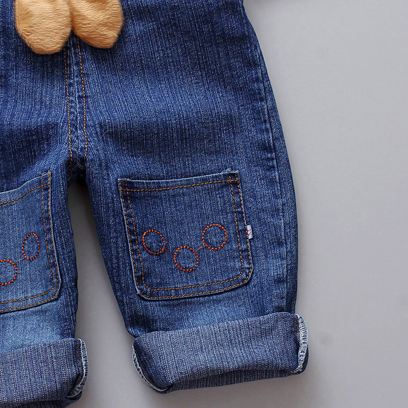 DIIMUU Baby Boys Girls Denim Overalls Children Clothing Patchwork Cartoons Casual Jeanpant Long Trousres Kids Jumpsuits