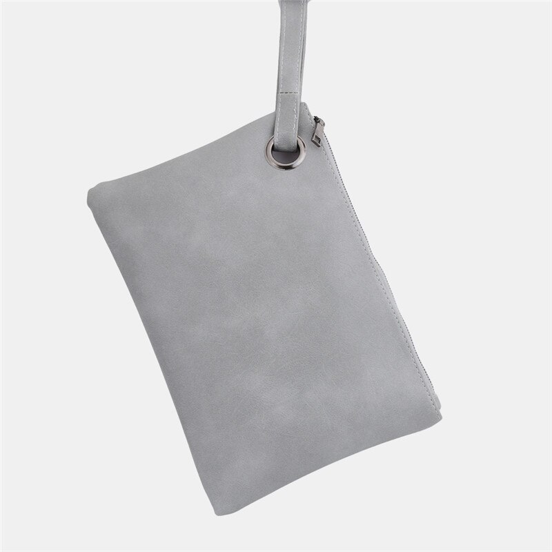 Solid Handbag Women's Clutch Bag Leather Women Envelope Bag Zipper Evening Bag Female Clutches Handbag: Light gray