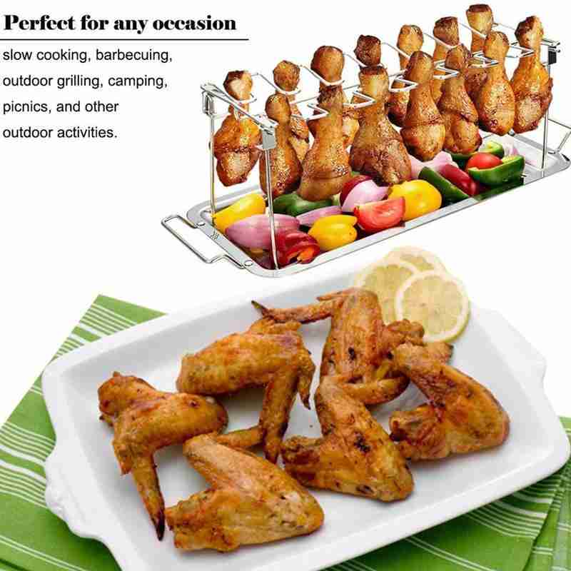 Narzędzie robić grilla ze stali nierdzewnej, grill robić kurczaka, składany, zlew robić udka kurczaka z uchwytem na patelnię, skrzydło grilla robić grillowania  n1 godz. 7