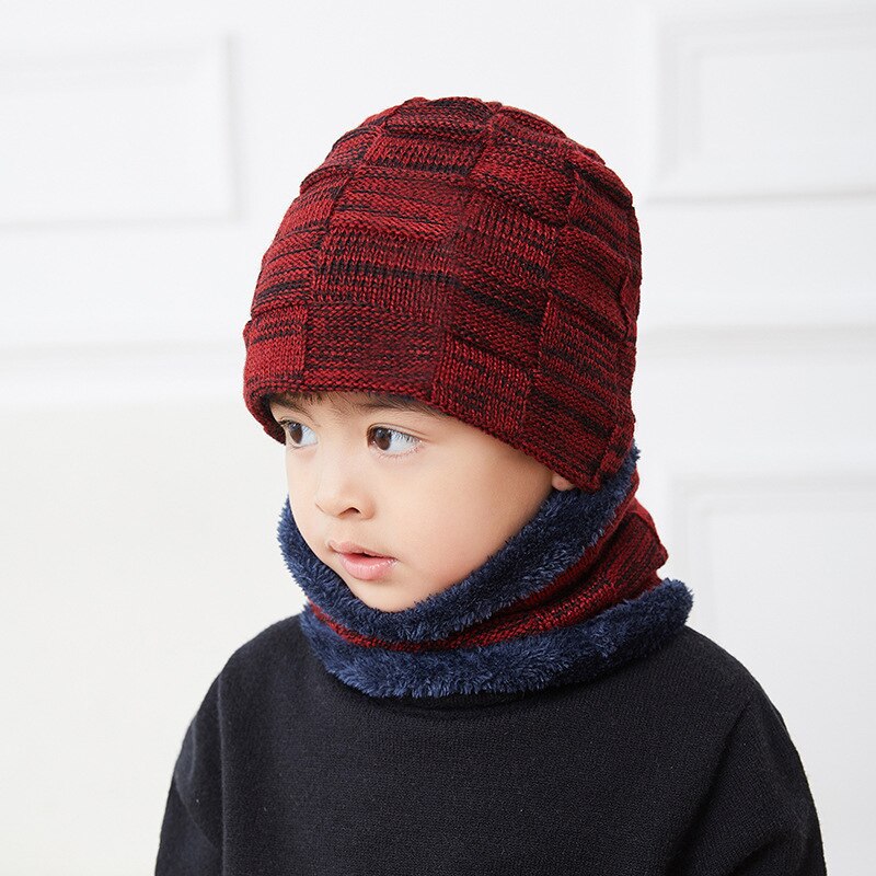Winter Beanie Hoeden Sjaal Set Warme Muts Skull Cap Halswarmer Met Dikke Fleece Gevoerde Winter Hoed En Sjaal voor Mannen Vrouwen: kid red