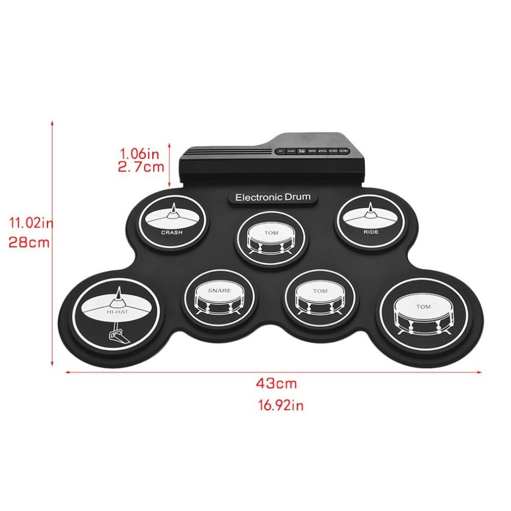 Hand-Rolled Usb Electronic Drum Portable Drum Kitfolding Silicone Practice Drum Roll Up Drum With 9 Silicon Pads