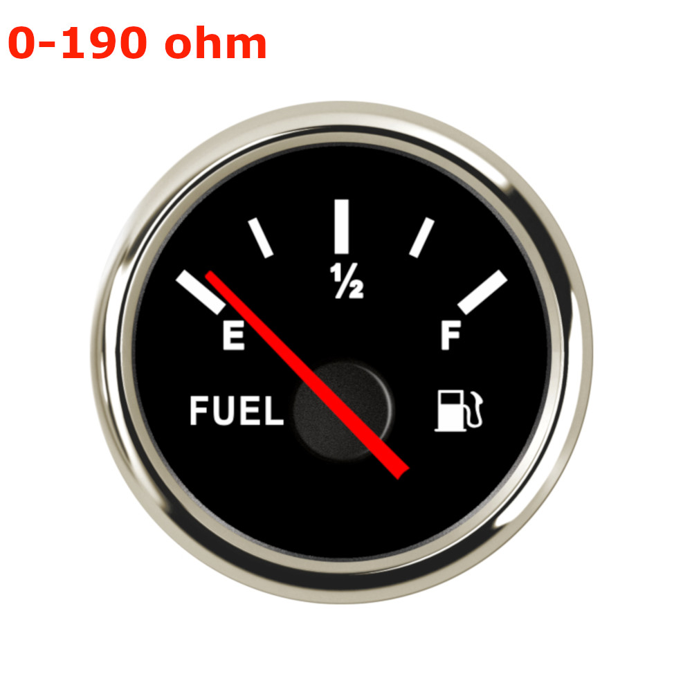 52 Mm 2 "9-32V Brandstofmeter Auto Boot Marine E-1/2-F Brandstoftank Niveau gauge 0-190ohm 240-33ohm Pointer Brandstofmeter Led Display: BS 0-190ohm