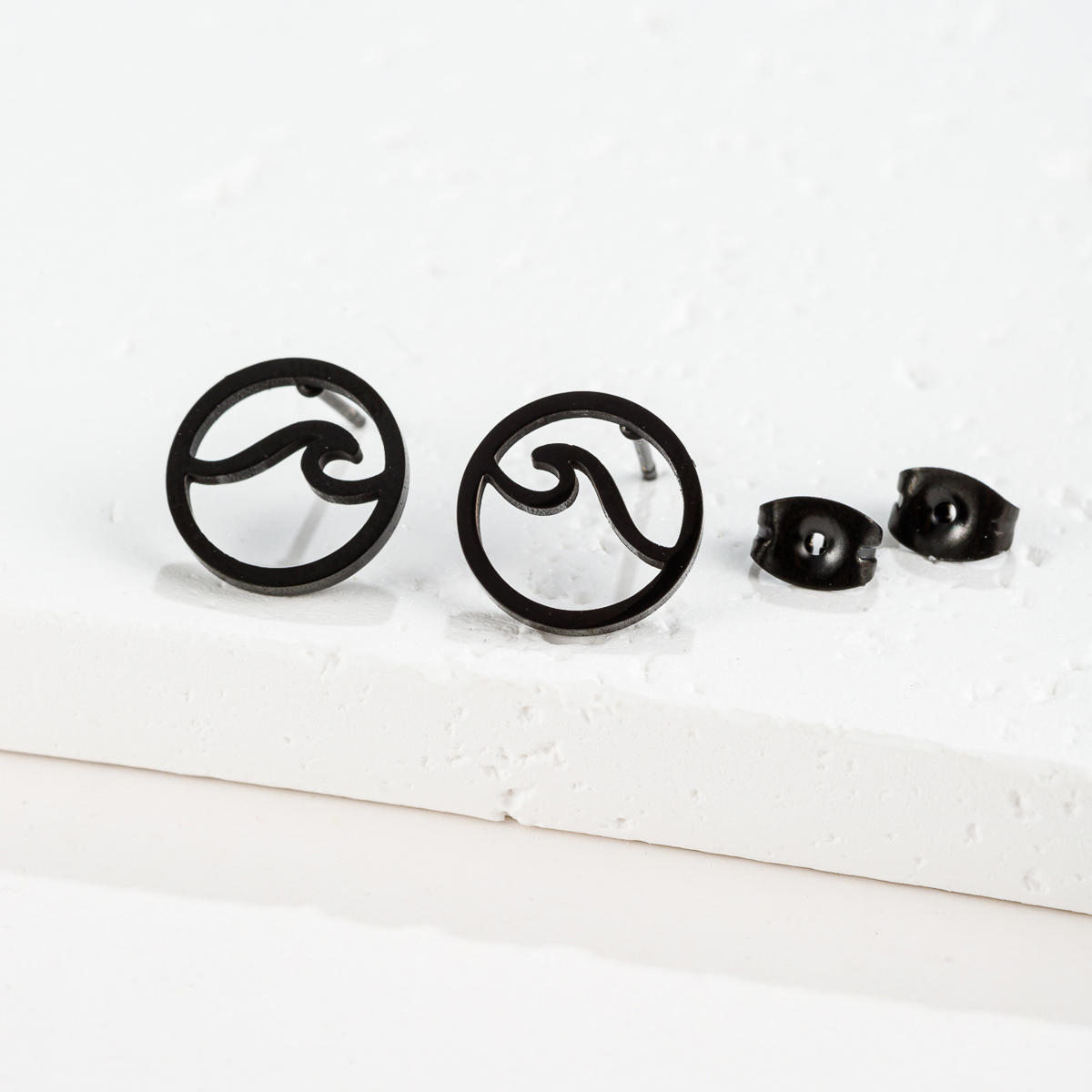 Simple Round Sea Wave Women'S Cartilage Earings Geometric Ocean Surf Stainless Steel Ear Piercing Stud Earrings Jewelry