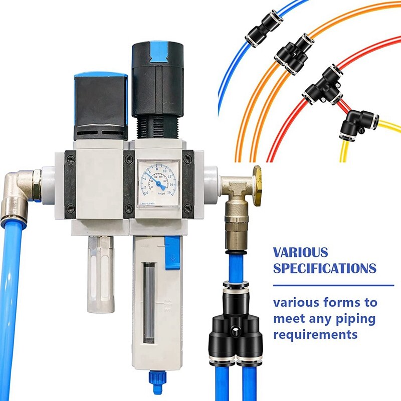 Push to Connect Fittings Air Line Pneumatic Fittings Kit 60 Pieces Quick Release Pneumatic Connectors Air Line Fittings