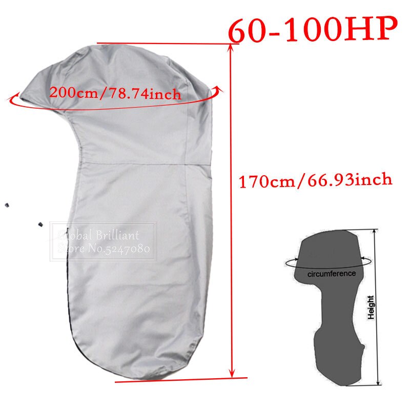420D Boat Full Outboard Engine Cover Heavy Duty Grey Engine Motor Covers Protector For 6-225HP Waterproof: 60-100hp