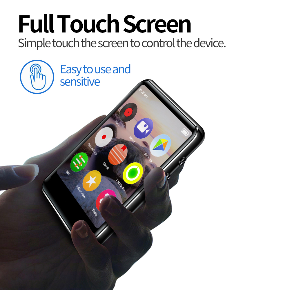 Newest Original Metal Support Bluetooth 5.0 MP3 Player HiFi Music Player Built-in Speaker With E-book Recording /FM Radio/Video