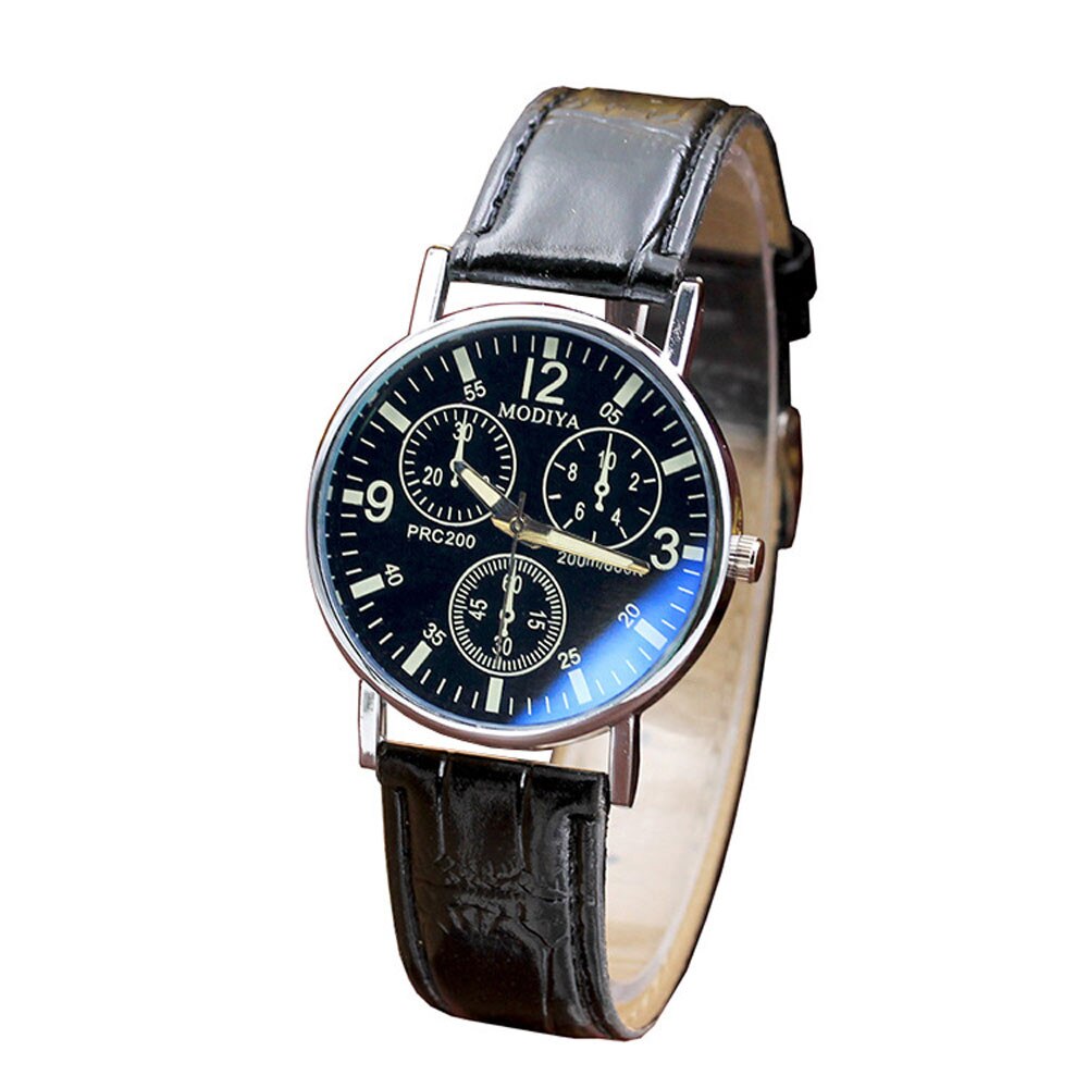 Zes Pin Horloges Quartz Heren Horloge Blauw Glas Riem Horloge Mannen Curren Horloge Mannen Часы Мужские Erkek Kol Saati relogio Masculino: Black