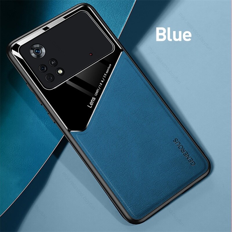 Luxus Leder Magnetische Abdeckung Für Xiaomi Poco X4 Pro 5G NFC 2201116PG 6.67 &quot;Weichen Stoßfest Stoßfänger Schützen Fundas x4Pro X 4 Pro: For Poco X4 Pro 5G / Blue-05