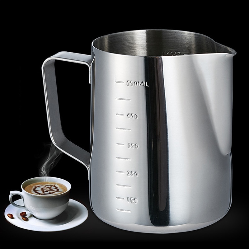 Jarra para espumar leche, vaso de flores para capuchino, café, Tazas de Espresso, Espumador de leche Latte, jarra para espumar con escala