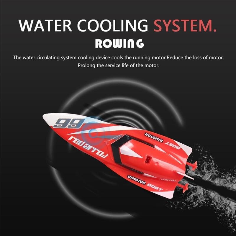 High Speed Remote Control Boat 2.4G 4 Channel Simulation Model Boat Red Yellow 2.4v 80mah Lithium Battery Speedboat Water Toys