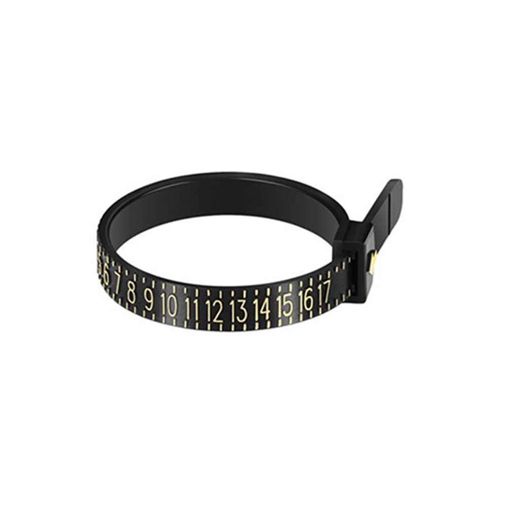 Nouvelle taille de bague règle boucle main mesure outil cercle nous taille de bague mesure jauge de doigt pour testeur de bande d'anneau: Black