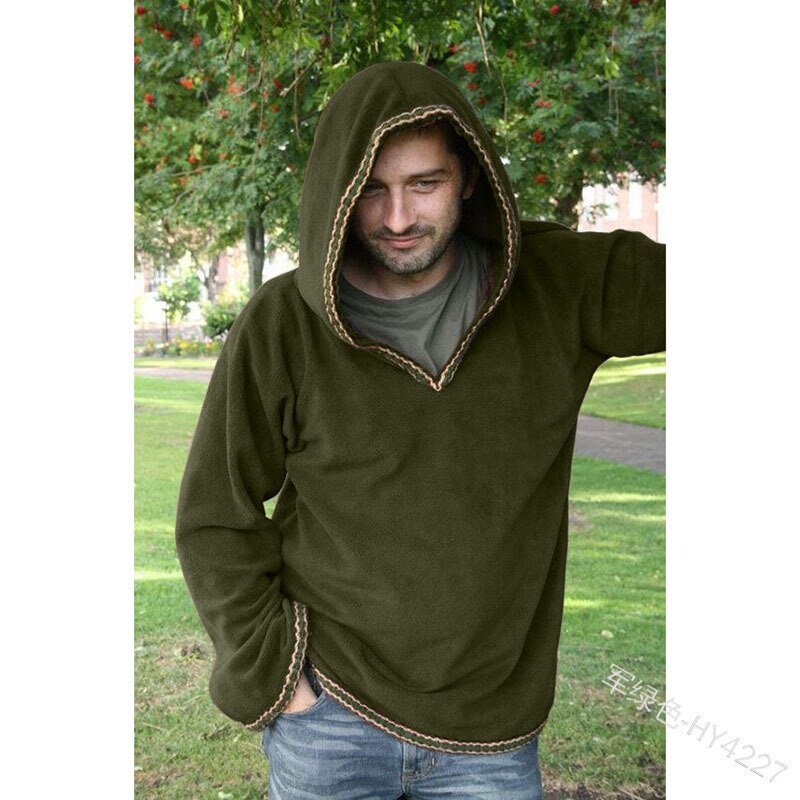 Halloween Erwachsene Männer mittelalterlich Ritter Krieger Kostüm Braun Schwarz Tunika Kleidung normannisch Ritter flechten Wikinger Pirat sächsisch Hemd