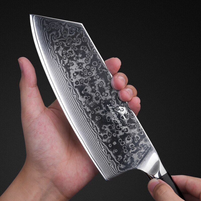 Shuangmali 8 Inch Chinese Chef Knife VG10 Damascus Steel Slicing Knives Sharp Cutting Tools Vegetable Cleaver Knife