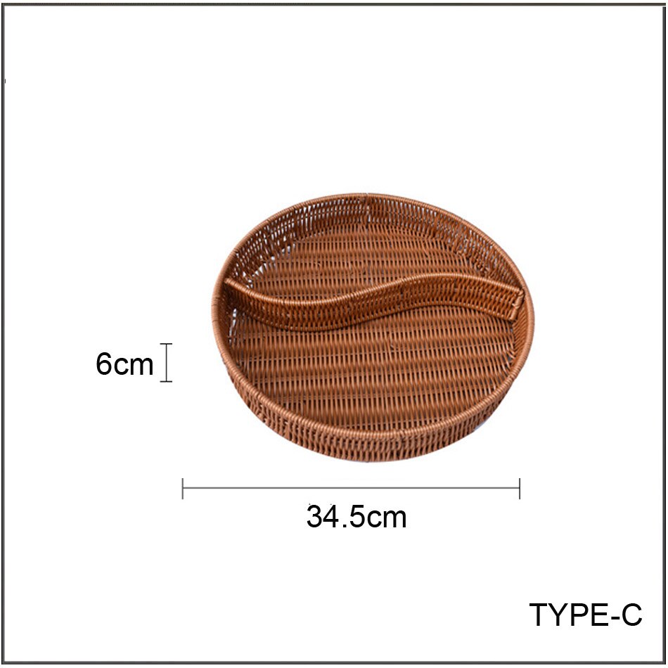 PE imitation rattan basket snack split basket bread basket supermarket display basket fruit and vegetable candy storage basket: Auburn
