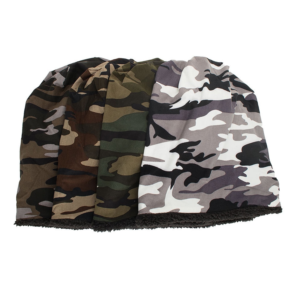 Vinter varm stickning mössa mössa slouchy kamouflage mössa unisex vinter varm bomull camo stickad skid mössor utomhus varm