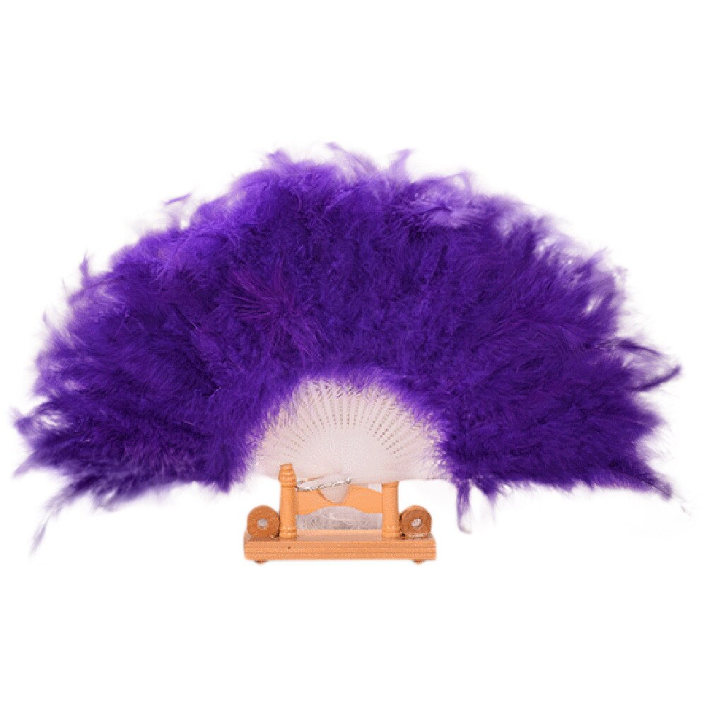 Bruiloft Mode Veer Bamboe Bruiloft Showgirl Dance Elegante Grote Veer Folding Hand Fan Decor Folding Handheld Fan # W2: Purple