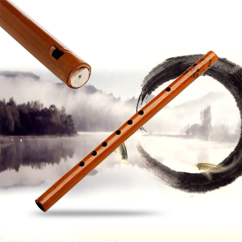 Traditionelle 6- loch-bambusflöte/klarinette, schülerinstrument, holzfarbe  r9ce