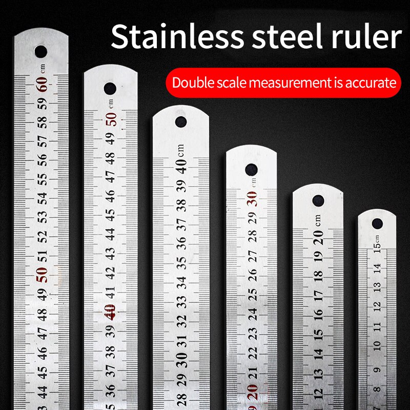 Stainless steel ruler 20 cm thick long steel ruler 15cm30cm40cm50cm sewing engineering ruler student stationery school supplies