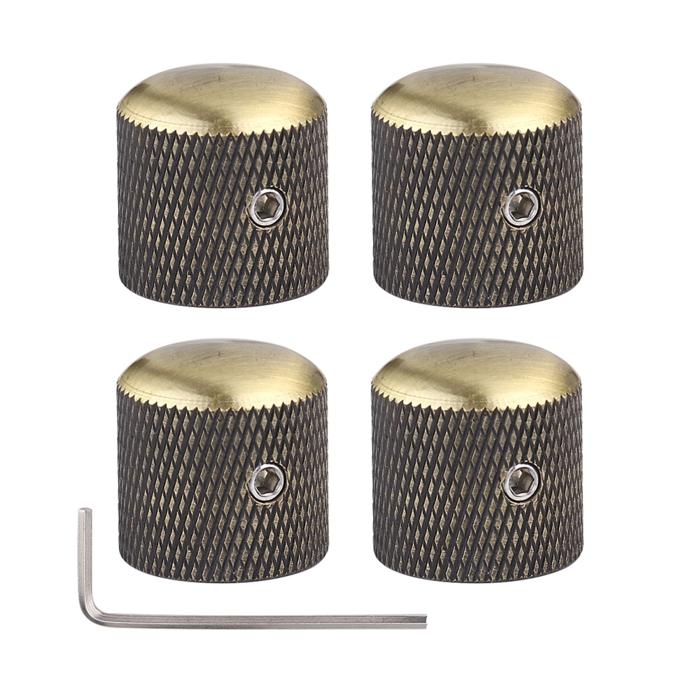 3pcs/4pcs Metal Dome Knobs Electric Bass Guitar Knobs Volume Tone Control Knobs with Wrench Bronze/BK/CR/GD