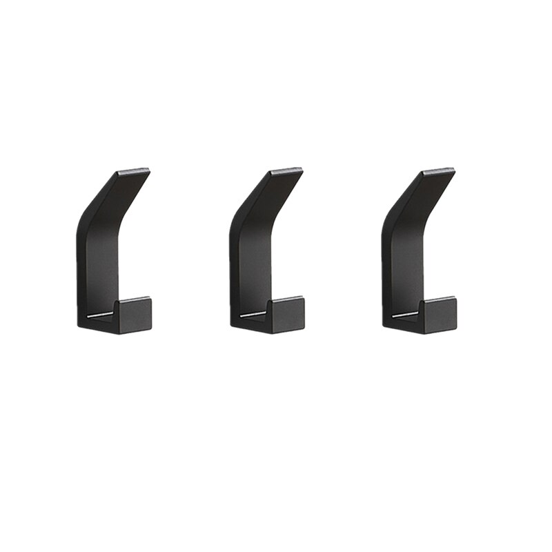 Zelfklevende Handdoek Sleutel Haak Badkamer Kleren Haak Voor Slaapkamer Robe Hook Kapstok Voor Woonkamer Keuken Accessoires: A-black 3pcs